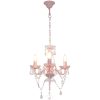 Takkrona med pärlor rosa rund 3 x E14 vidaXL – miniatyr 2