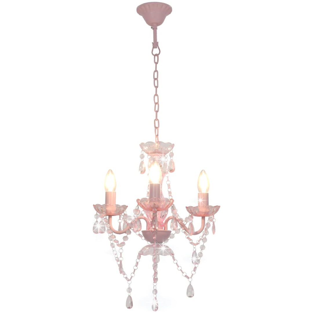 Takkrona med pärlor rosa rund 3 x E14 vidaXL – bild 2