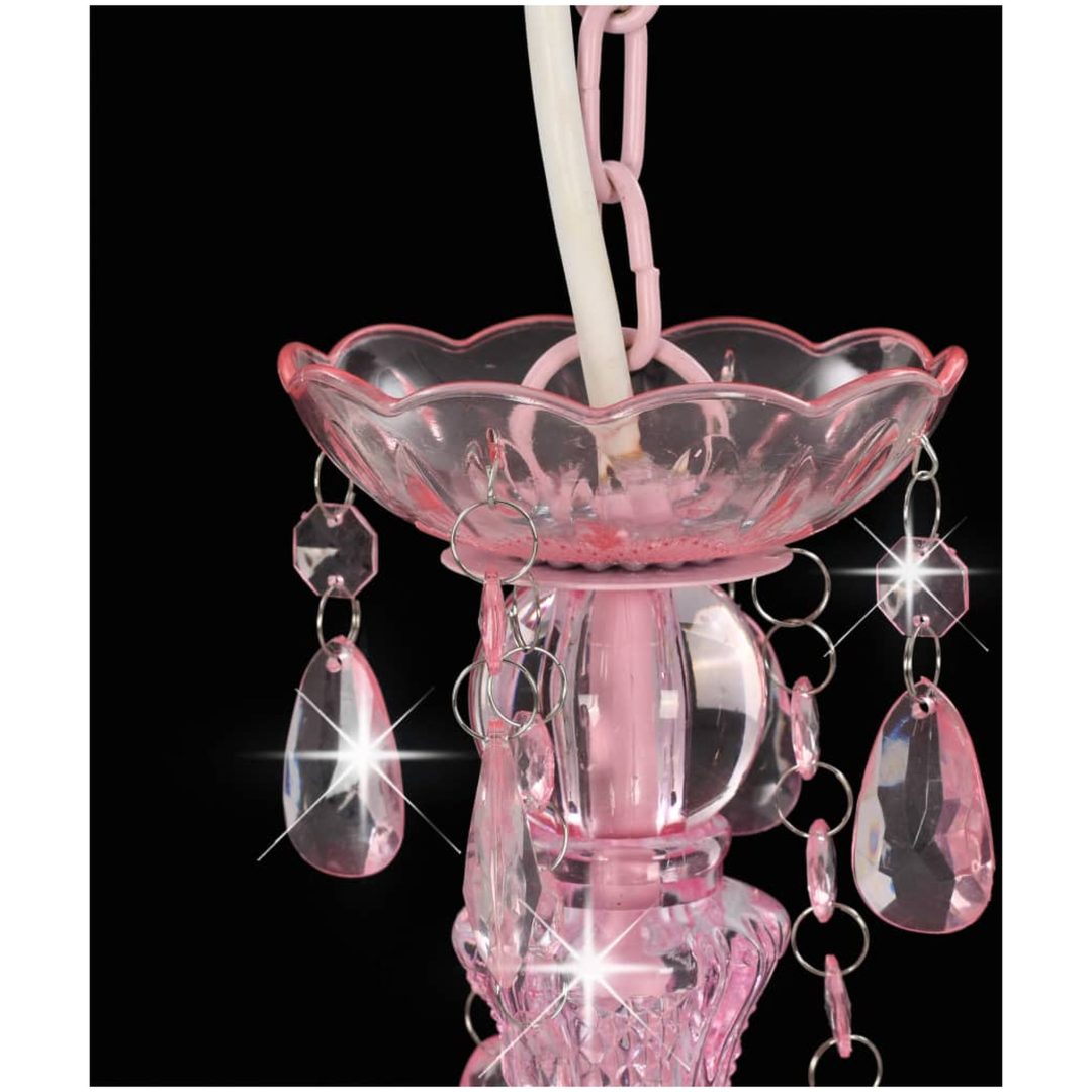 Takkrona med pärlor rosa rund 3 x E14 vidaXL – bild 5