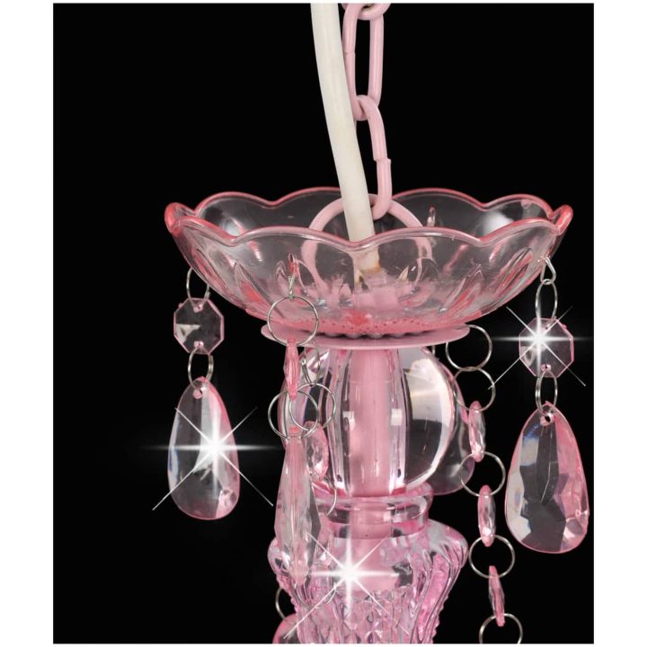 Takkrona med pärlor rosa rund 3 x E14 vidaXL – bild 5