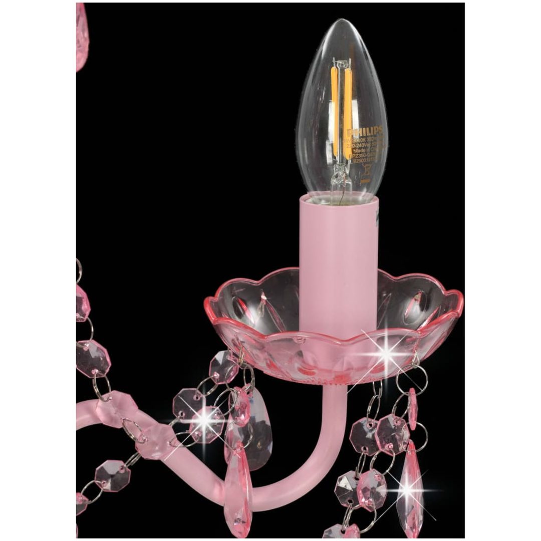 Takkrona med pärlor rosa rund 3 x E14 vidaXL – bild 6