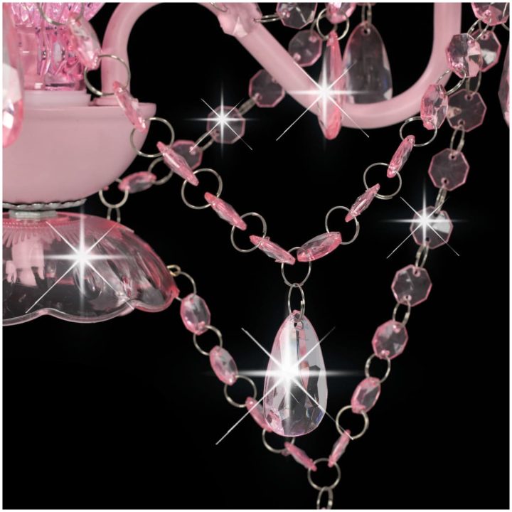 Takkrona med pärlor rosa rund 3 x E14 vidaXL – bild 7