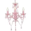 Takkrona med pärlor rosa rund 3 x E14 vidaXL – miniatyr 1