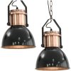Taklampa 2 st svart rund E27 vidaXL – miniatyr 2