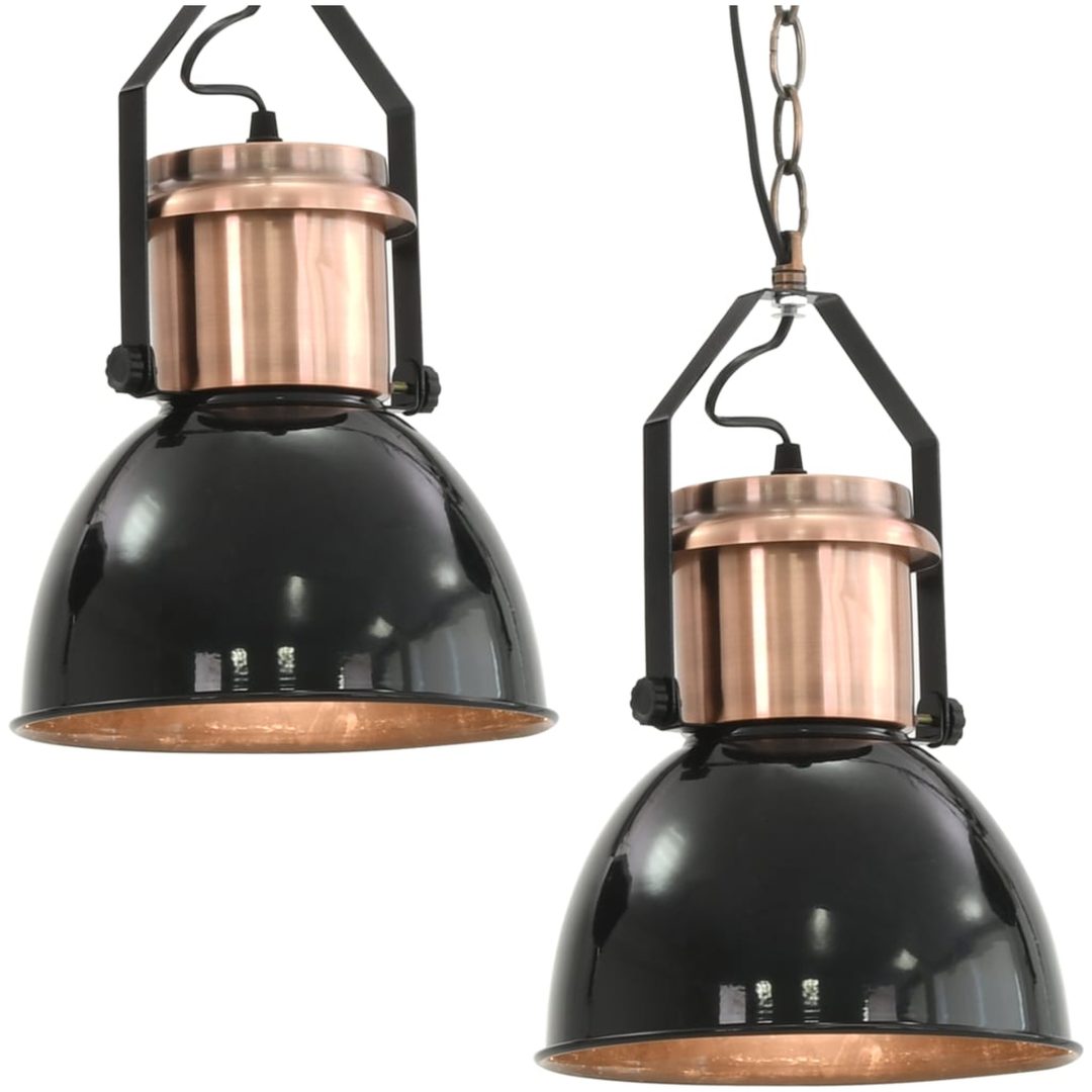 Taklampa 2 st svart rund E27 vidaXL – bild 2