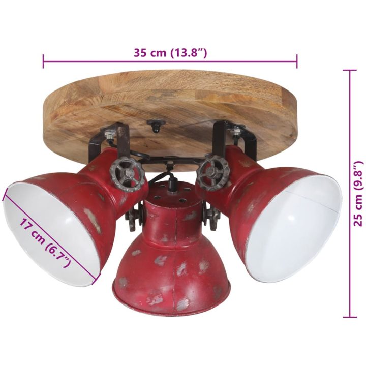 Taklampa 25 W nött röd 35x35x25 cm E27 vidaXL – bild 8