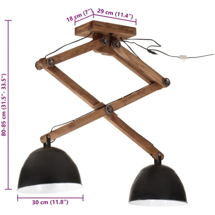 Taklampa 25 W svart 29x18x85 cm E27 vidaXL – bild 8