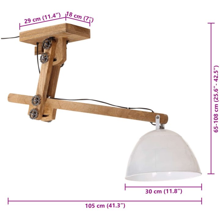 Taklampa 25 W vit 105x30x65-108 cm E27 vidaXL – bild 8