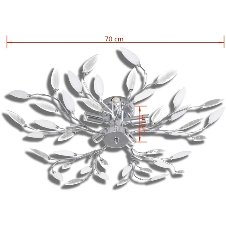 Taklampa 5-armad E14 med kristallöv vit/transparent vidaXL 70 x 15 cm – bild 5