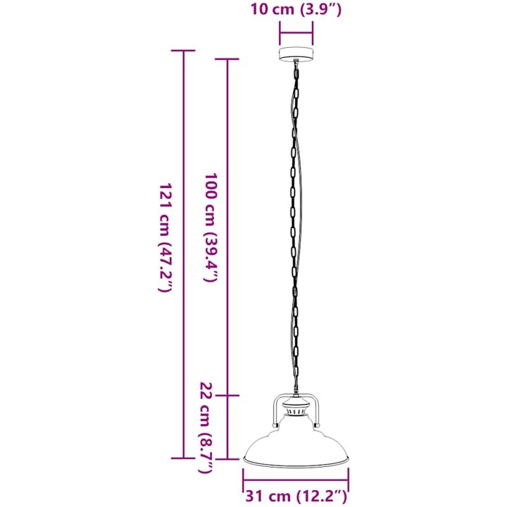 Taklampa E27 svart ⌀31 cm järn vidaXL – bild 11