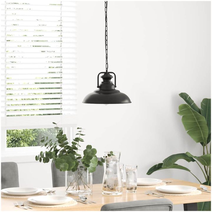 Taklampa E27 svart ⌀31 cm järn vidaXL – bild 3