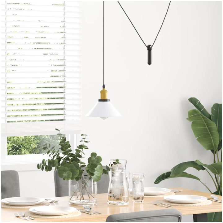 Taklampa höjdjusterbar E27 blank vit ⌀22 cm metall vidaXL – bild 3