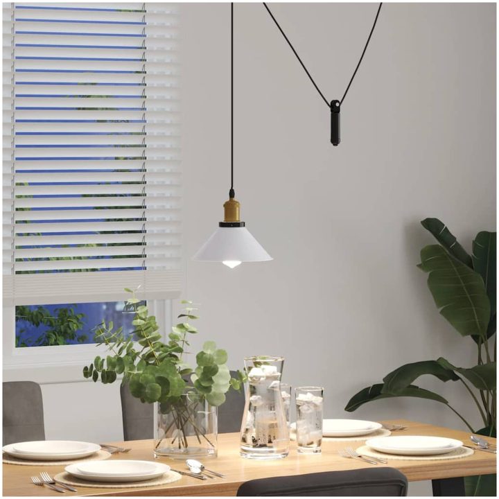 Taklampa höjdjusterbar E27 blank vit ⌀22 cm metall vidaXL – bild 4