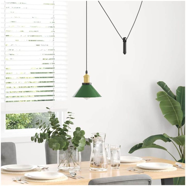 Taklampa höjdjusterbar E27 glans grön ⌀22 cm metall vidaXL – bild 3