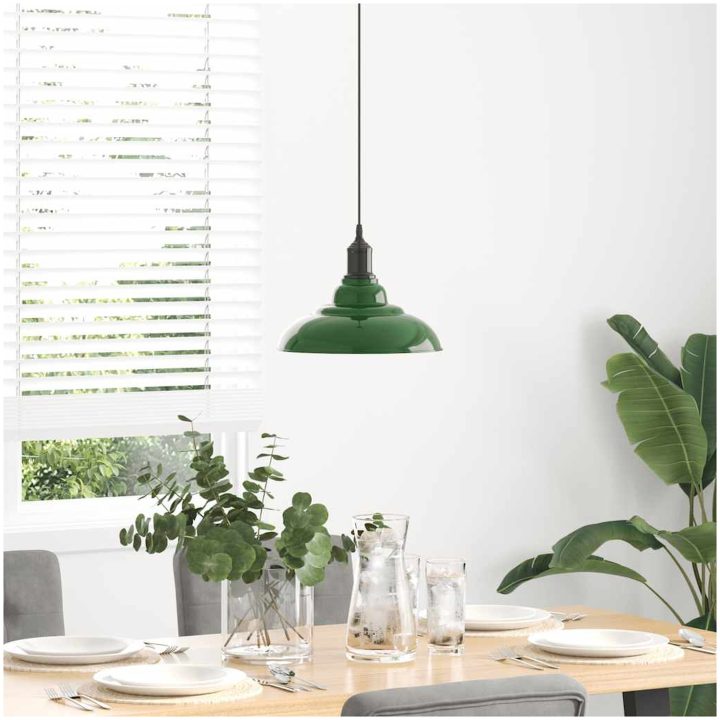 Taklampa höjdjusterbar E27 glans grön ⌀31 cm metall vidaXL – bild 3