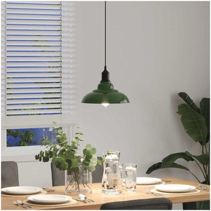 Taklampa höjdjusterbar E27 glans grön ⌀31 cm metall vidaXL – bild 4