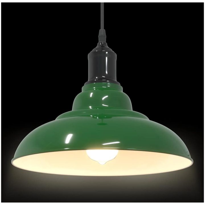 Taklampa höjdjusterbar E27 glans grön ⌀31 cm metall vidaXL – bild 6