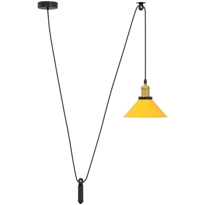 taklampa höjdjusterbar E27 glans gul ⌀22 cm metall vidaXL – bild 2