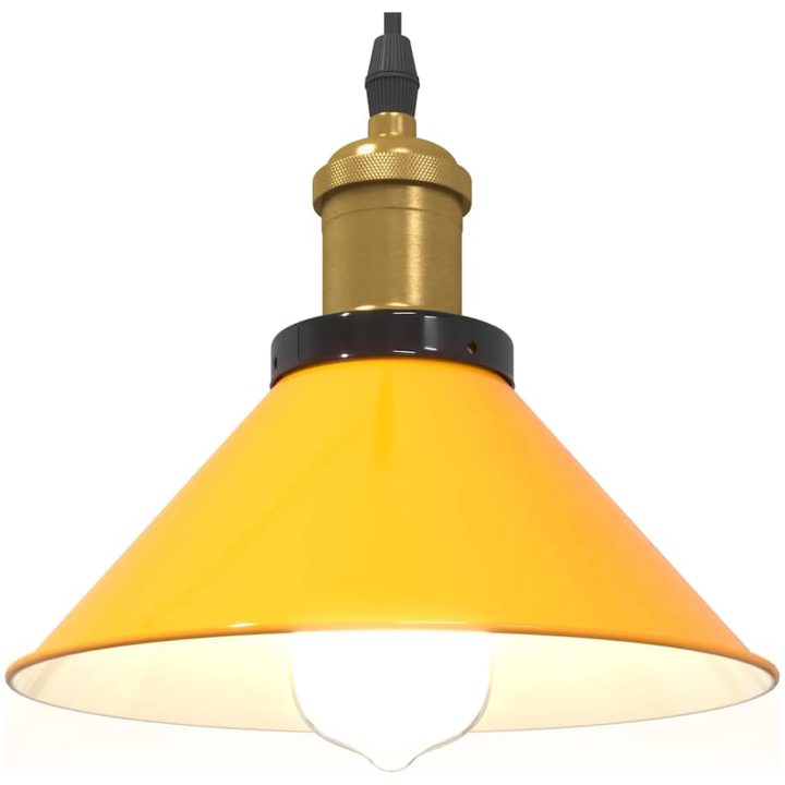 taklampa höjdjusterbar E27 glans gul ⌀22 cm metall vidaXL – bild 5