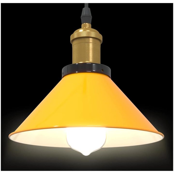 taklampa höjdjusterbar E27 glans gul ⌀22 cm metall vidaXL – bild 6