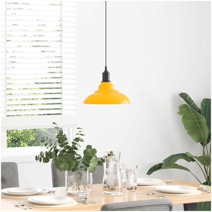 Taklampa höjdjusterbar E27 glans gul ⌀31 cm metall vidaXL – bild 3