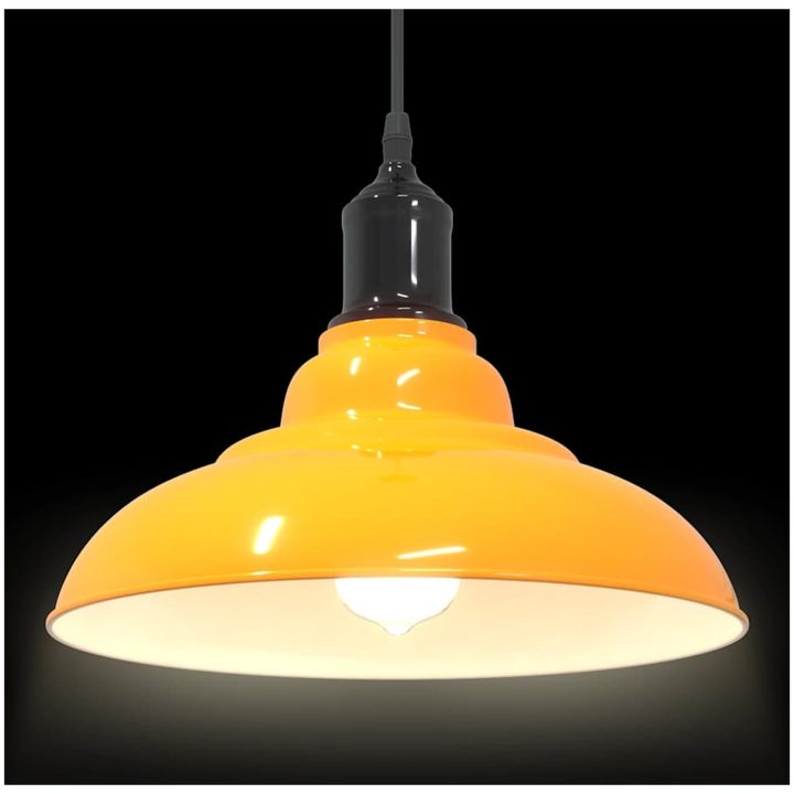 Taklampa höjdjusterbar E27 glans gul ⌀31 cm metall vidaXL – bild 6