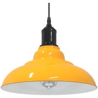 Taklampa höjdjusterbar E27 glans gul ⌀31 cm metall vidaXL