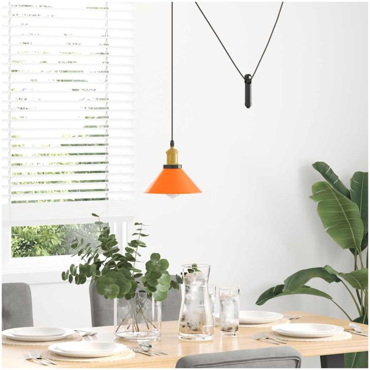 Taklampa höjdjusterbar E27 glans orange ⌀22 cm metall vidaXL – bild 3