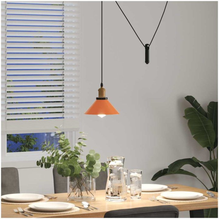 Taklampa höjdjusterbar E27 glans orange ⌀22 cm metall vidaXL – bild 4