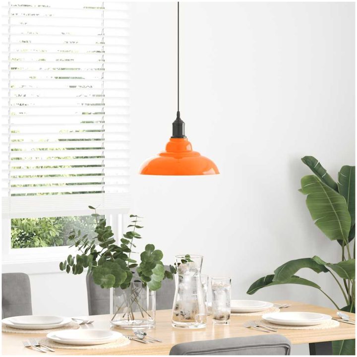 Taklampa höjdjusterbar E27 glans orange ⌀31 cm metall vidaXL – bild 3