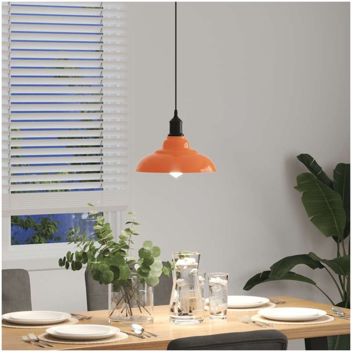 Taklampa höjdjusterbar E27 glans orange ⌀31 cm metall vidaXL – bild 4