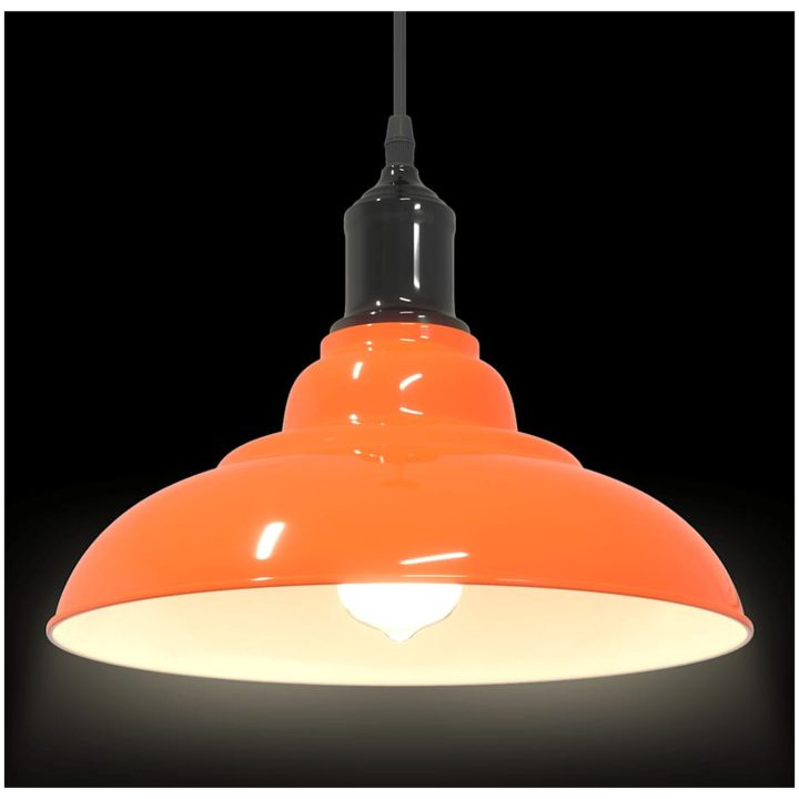 Taklampa höjdjusterbar E27 glans orange ⌀31 cm metall vidaXL – bild 6