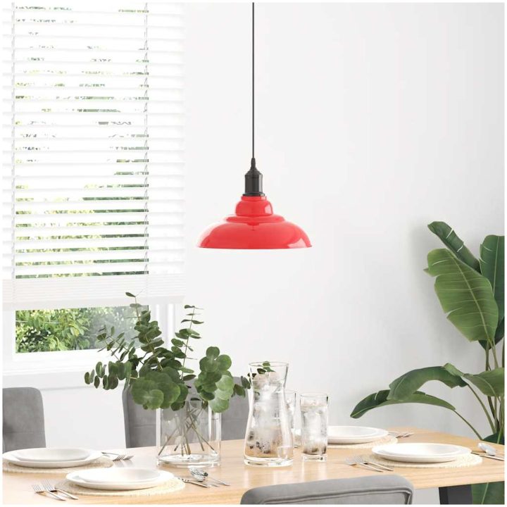 Taklampa höjdjusterbar E27 glans röd ⌀31 cm metall vidaXL – bild 3