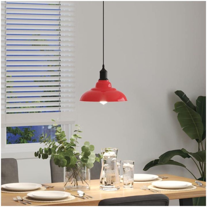 Taklampa höjdjusterbar E27 glans röd ⌀31 cm metall vidaXL – bild 4