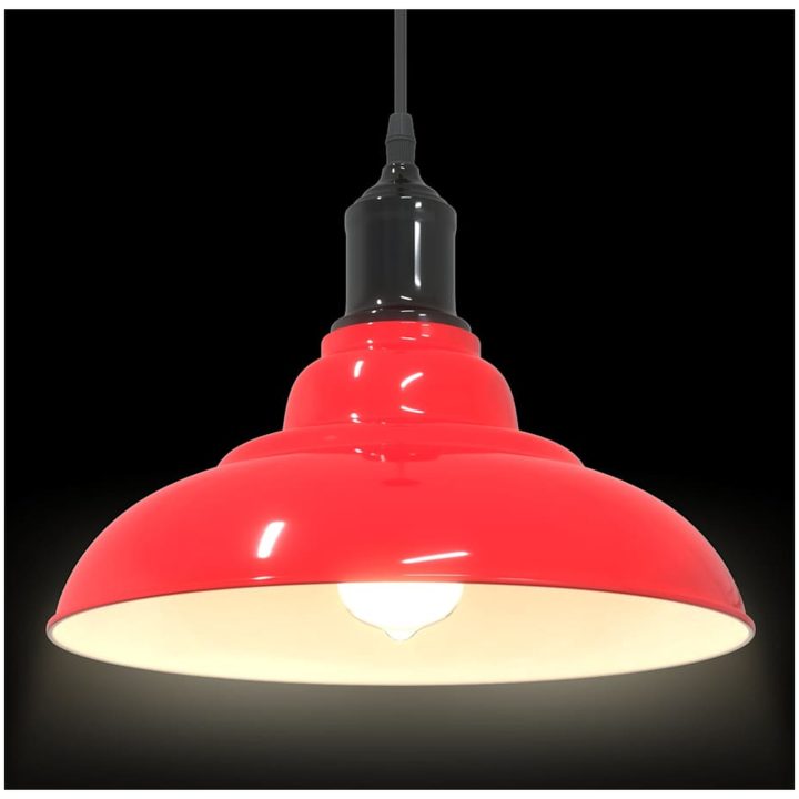 Taklampa höjdjusterbar E27 glans röd ⌀31 cm metall vidaXL – bild 6
