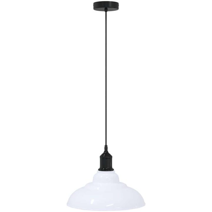 Taklampa höjdjusterbar E27 glans vit ⌀31 cm metall vidaXL – bild 2