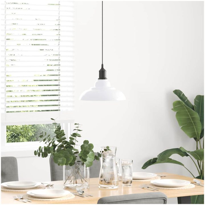 Taklampa höjdjusterbar E27 glans vit ⌀31 cm metall vidaXL – bild 3