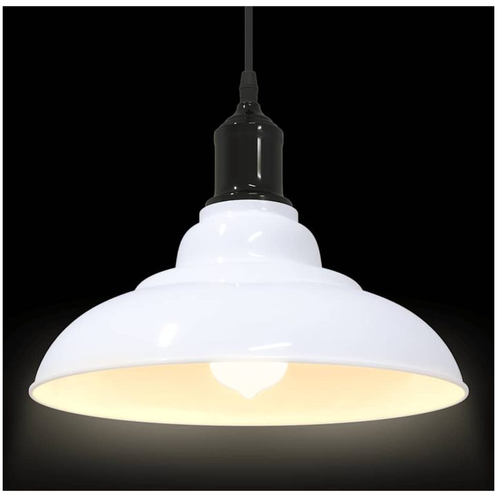 Taklampa höjdjusterbar E27 glans vit ⌀31 cm metall vidaXL – bild 6
