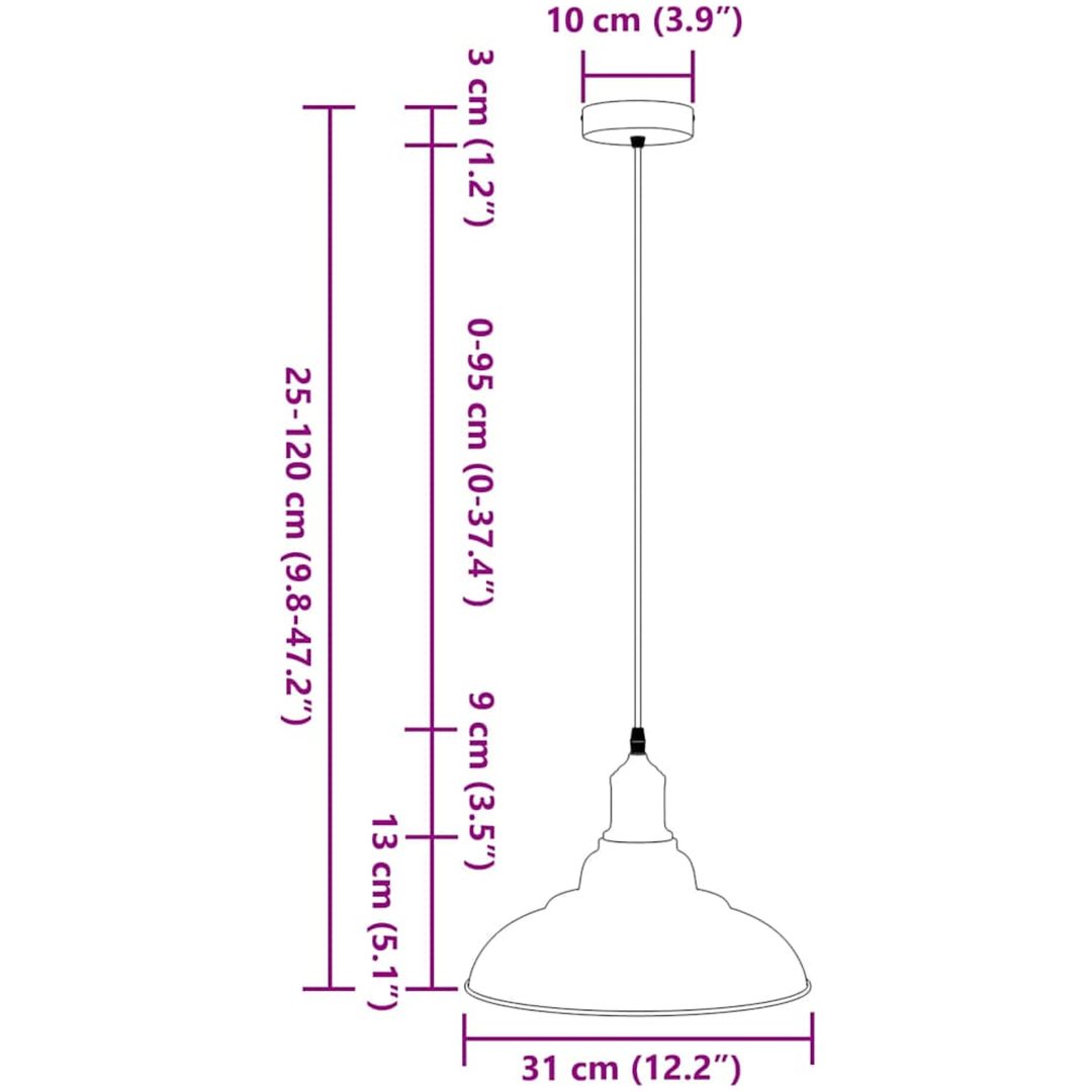 Taklampa höjdjusterbar E27 glansgrå ⌀31 cm metall vidaXL – bild 11
