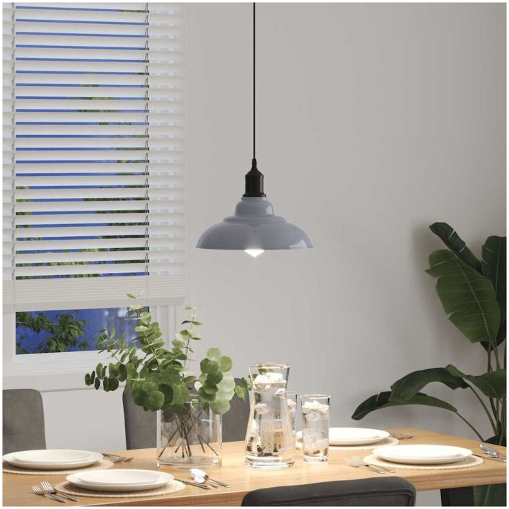 Taklampa höjdjusterbar E27 glansgrå ⌀31 cm metall vidaXL – bild 4