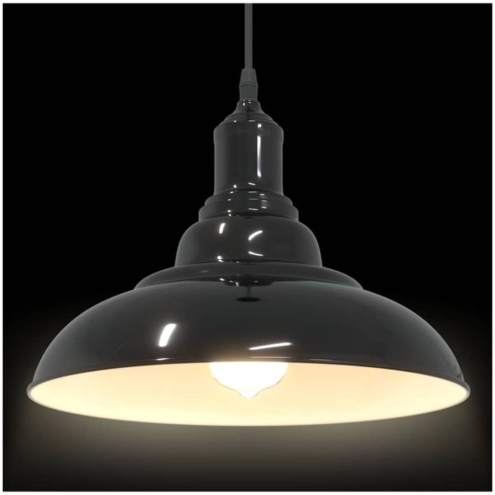 Taklampa höjdjusterbar E27 svart ⌀31 cm metall vidaXL – bild 6