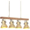 Taklampa industriell mässing E27 mangoträ vidaXL – miniatyr 1