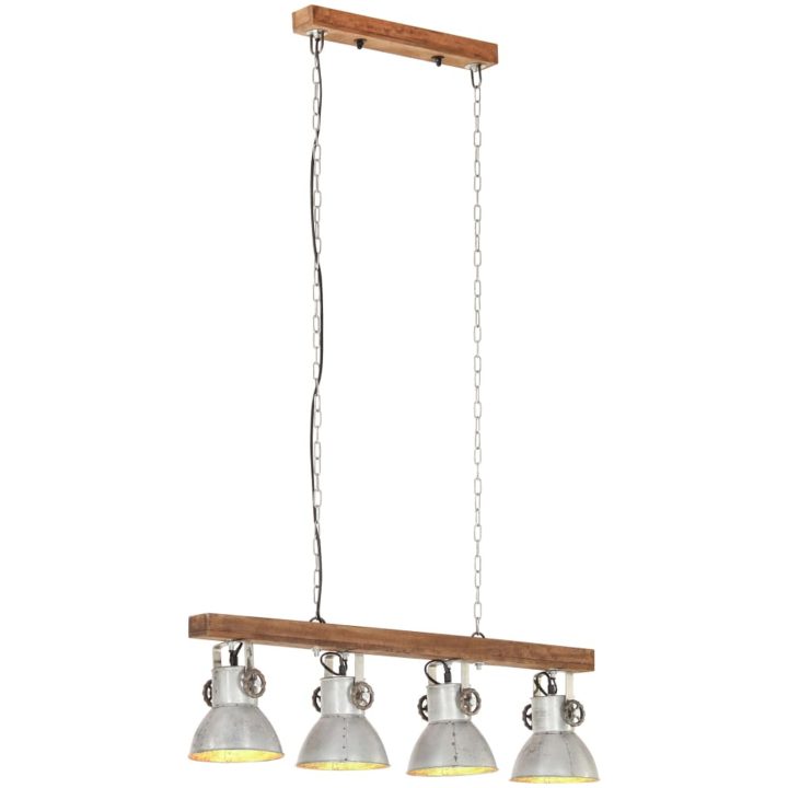 Taklampa industriell silver E27 mangoträ vidaXL – bild 2