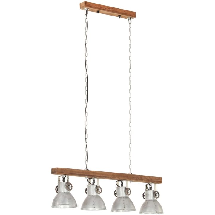 Taklampa industriell silver E27 mangoträ vidaXL – bild 3