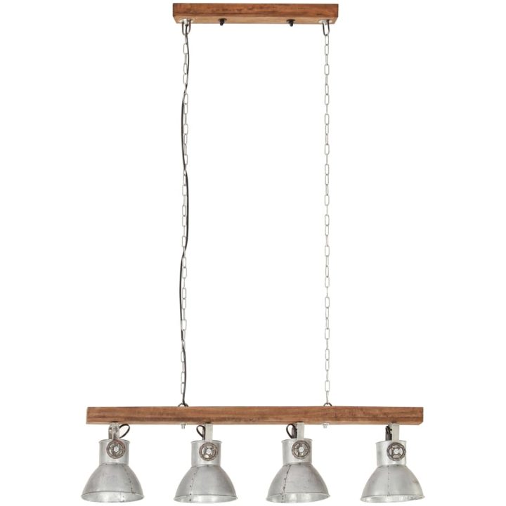 Taklampa industriell silver E27 mangoträ vidaXL – bild 4