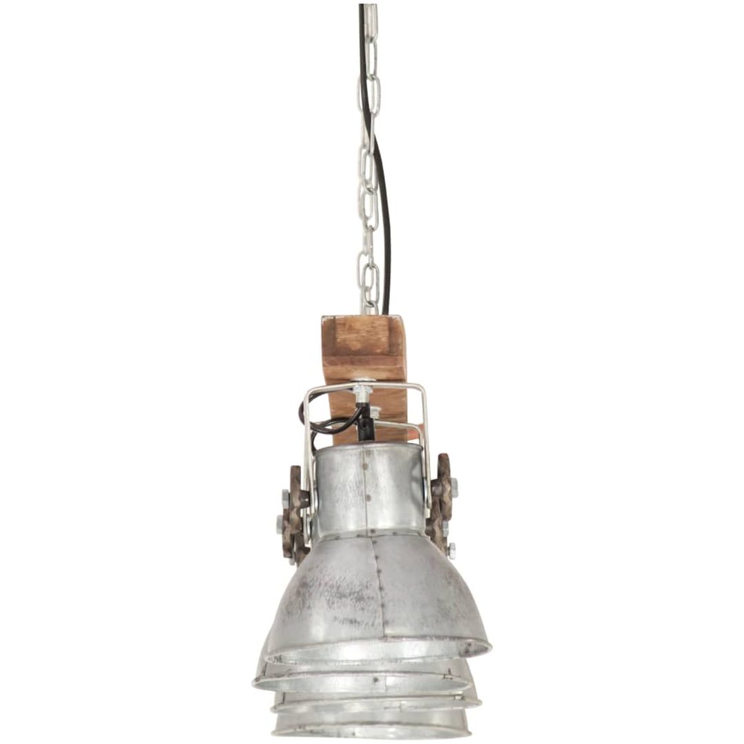 Taklampa industriell silver E27 mangoträ vidaXL – bild 5