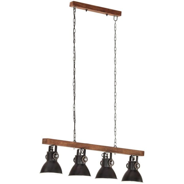 Taklampa industriell svart E27 mangoträ vidaXL – bild 2