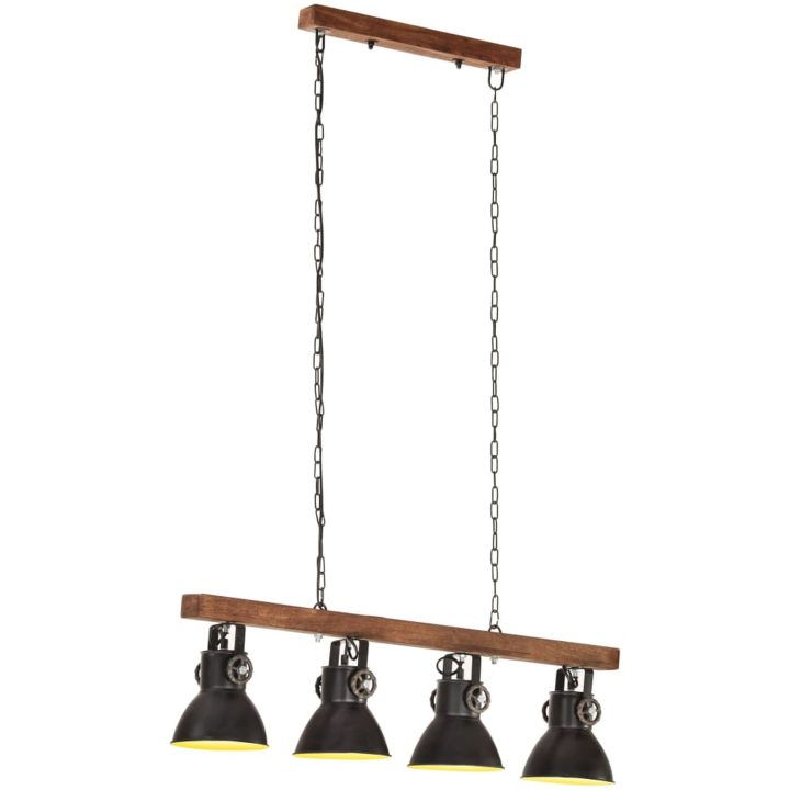 Taklampa industriell svart E27 mangoträ vidaXL – bild 3