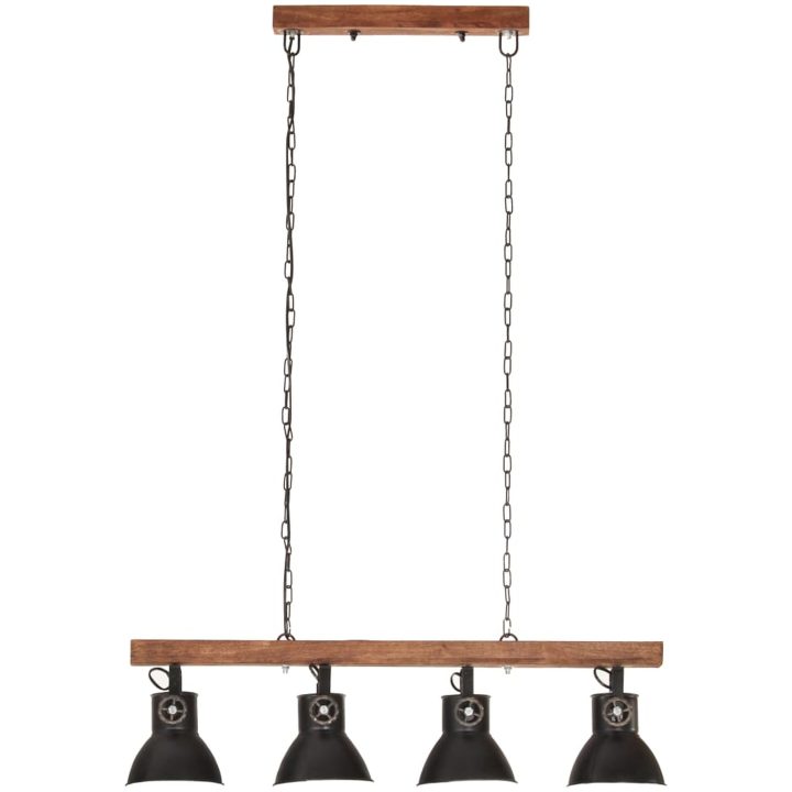 Taklampa industriell svart E27 mangoträ vidaXL – bild 4