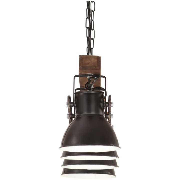 Taklampa industriell svart E27 mangoträ vidaXL – bild 5